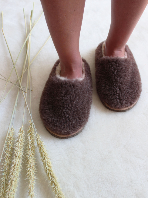 Обувь домашняя пантолеты (тапки) LANATEX из натуральной овечьей шерсти. Арт. 22133 , 35-36