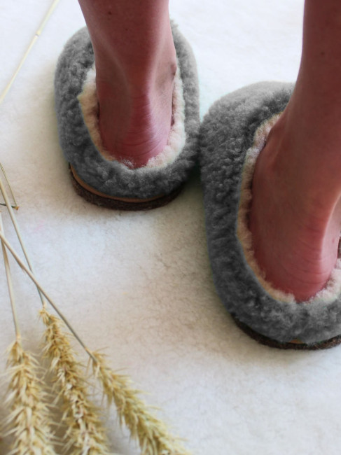 Обувь домашняя пантолеты (тапки) LANATEX из натуральной овечьей шерсти. Арт. 22135, 41-42