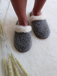 Обувь домашняя пантолеты (тапки) LANATEX из натуральной овечьей шерсти. Арт. 2164 - фото
