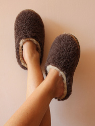 Обувь домашняя пантолеты (тапки) LANATEX из натуральной овечьей шерсти. Арт. 22133  - фото